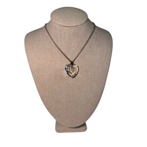 Speidel Sterling Silver Chain with Faceted Crystal Heart Pendant Necklace